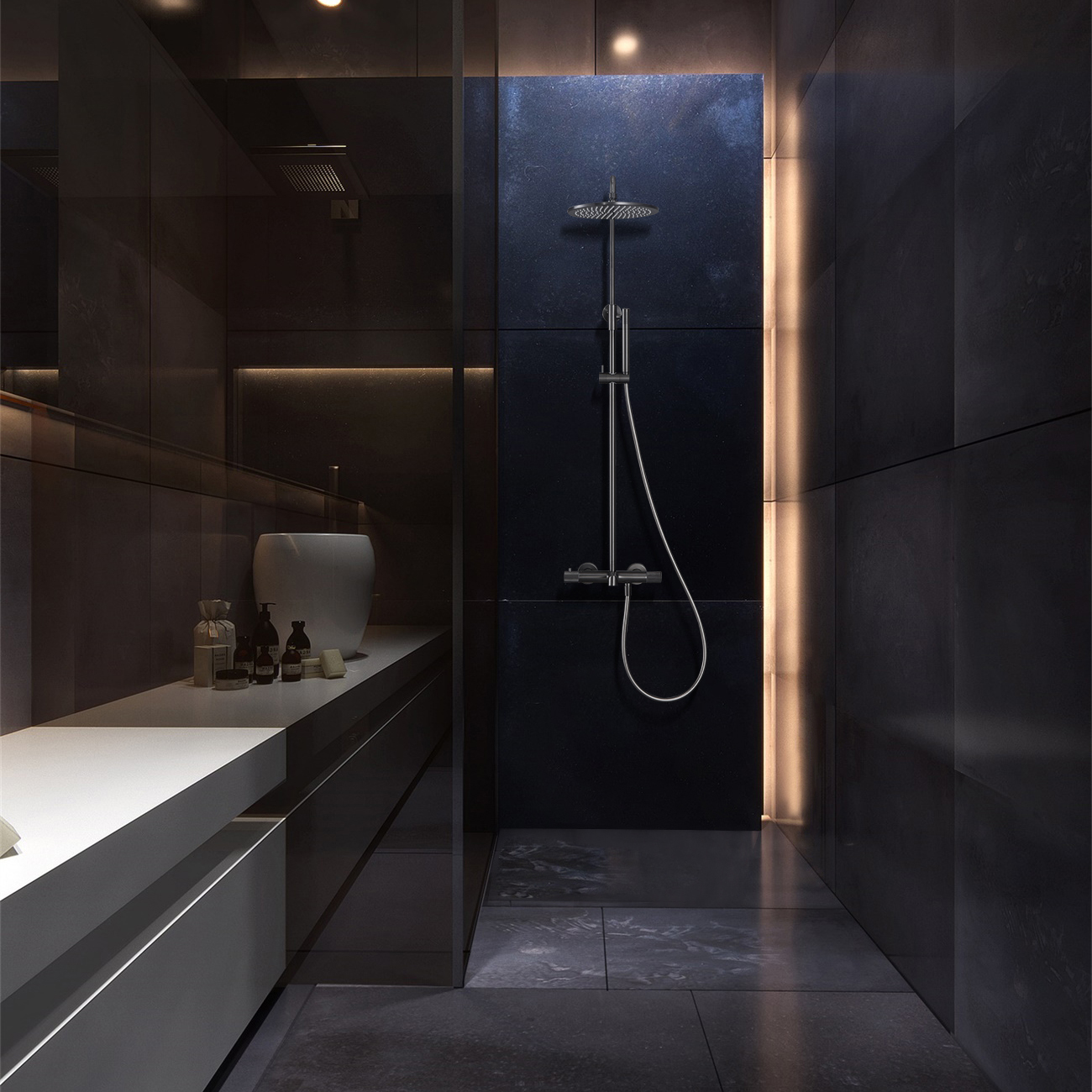 Takduschset Bathlife Vidd Tak med Badkarsblandare