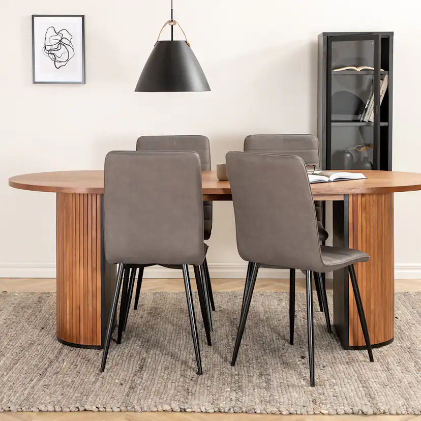 Matgrupp Venture Home Bianca Valnöt med 4 Walerina Stolar