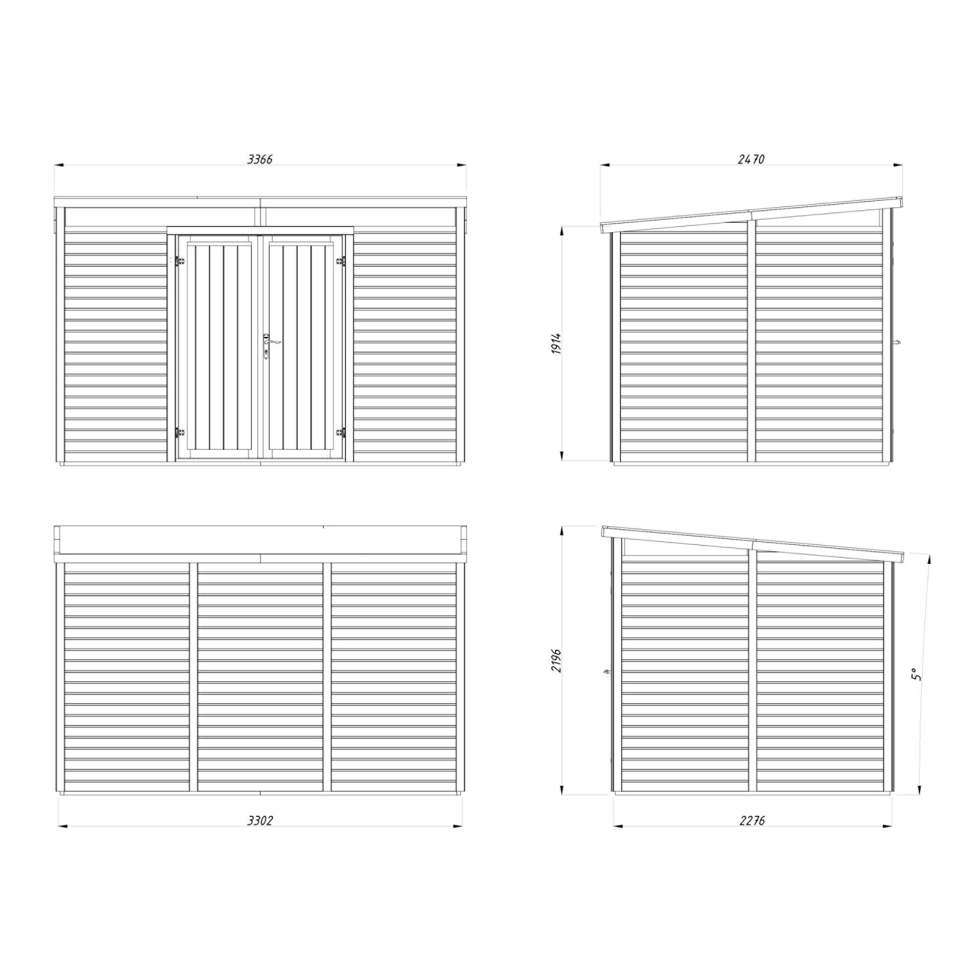 Förråd Palmako Elias 7,5 m² (inv. 7,3 m²)