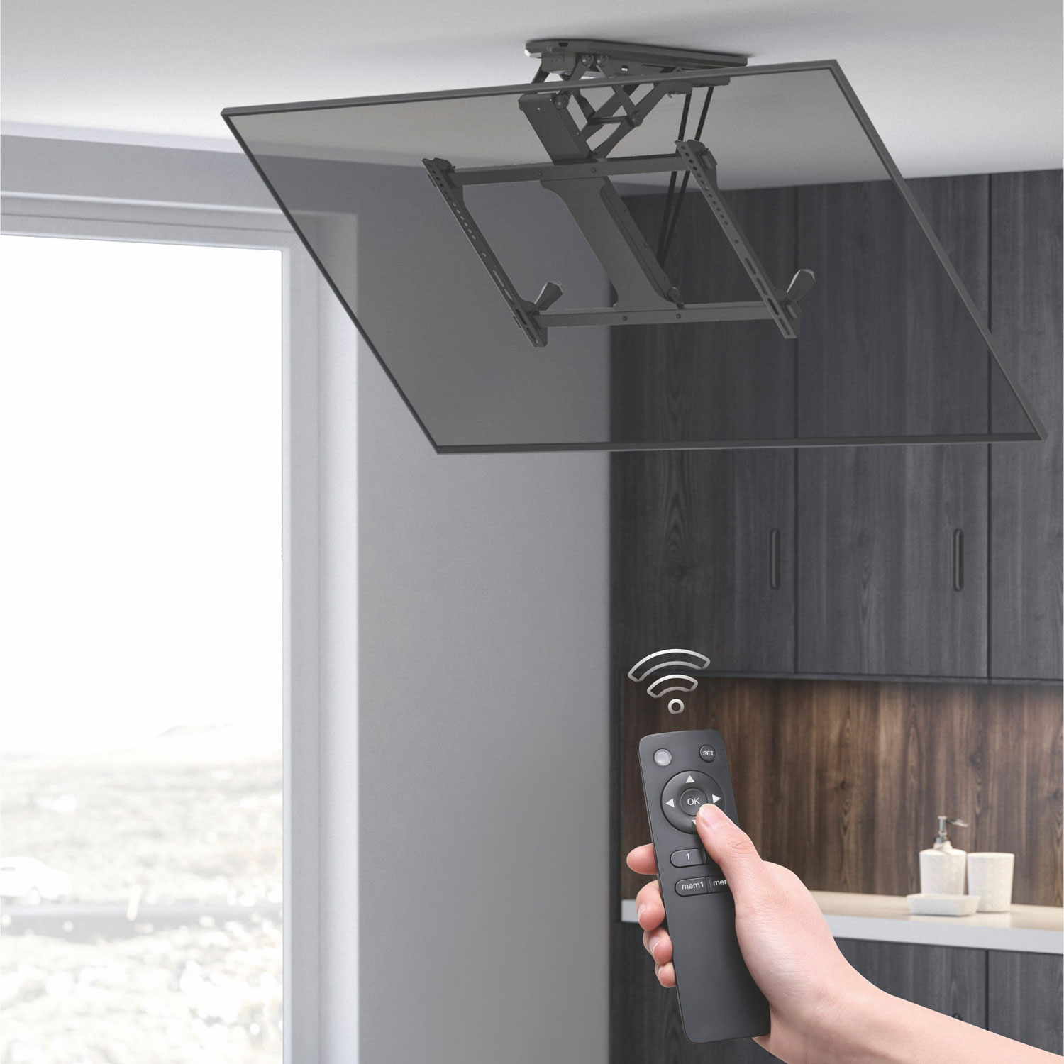 Motoriserat Flipdown-takfäste LogiLink För TV 32-70 tum