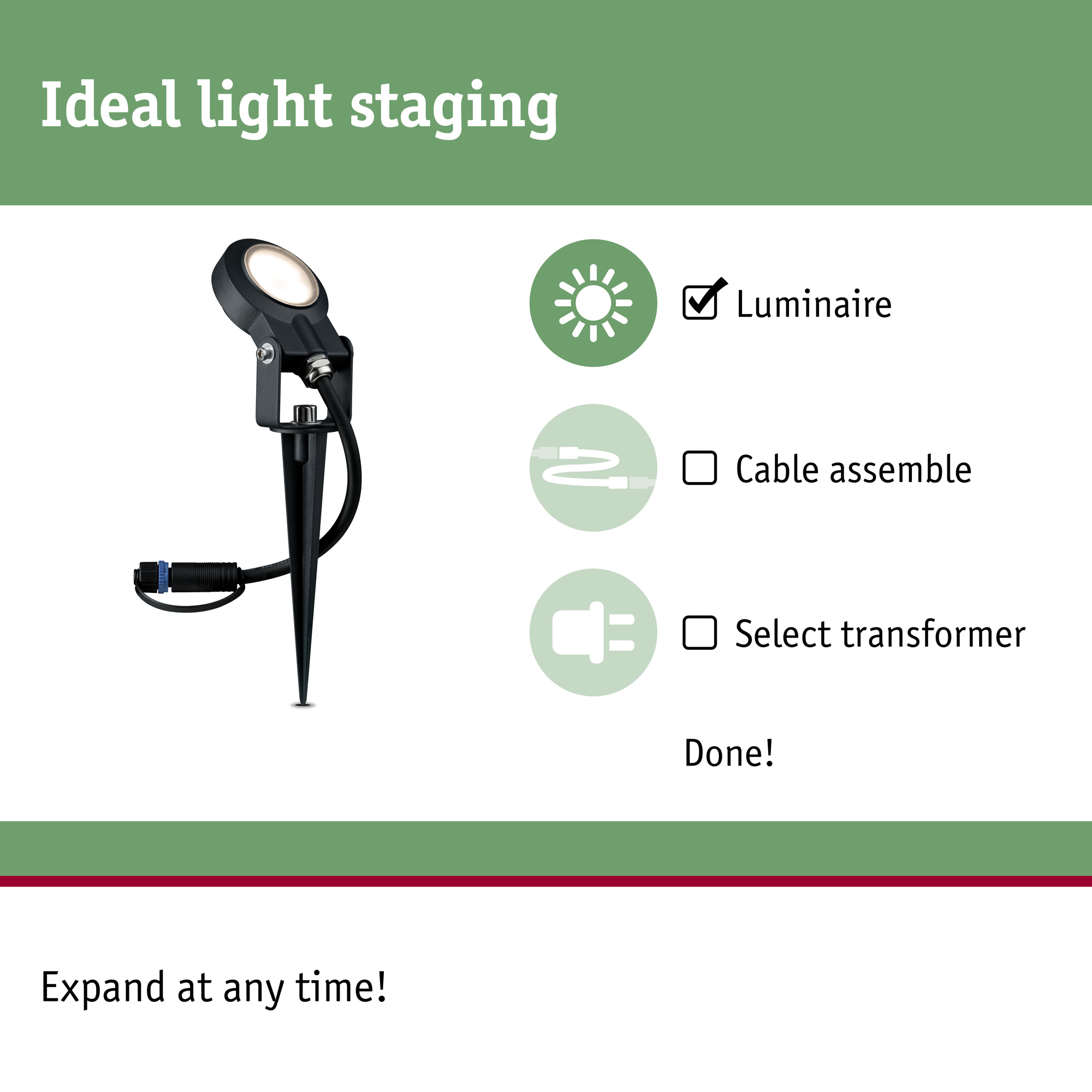 Spotlight Paulmann Sting Plug & Shine LED IP67 24V Ljus: Soft White