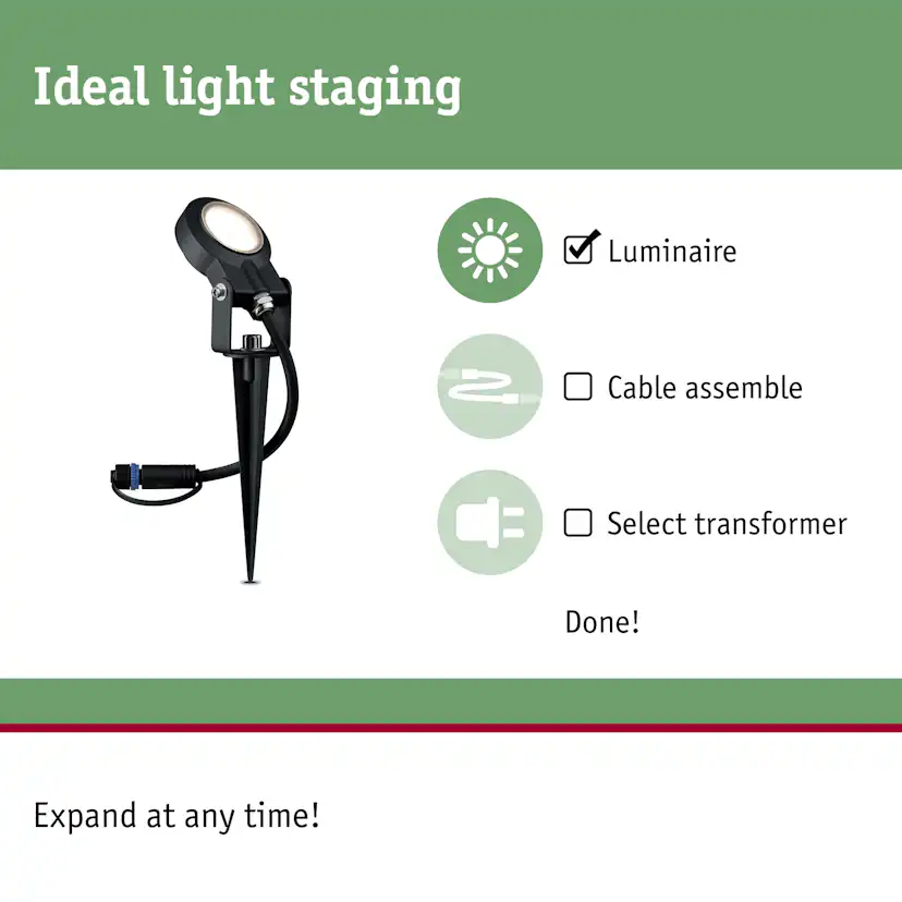 Spotlight Paulmann Sting Plug & Shine LED IP67 24V Ljus: Soft White