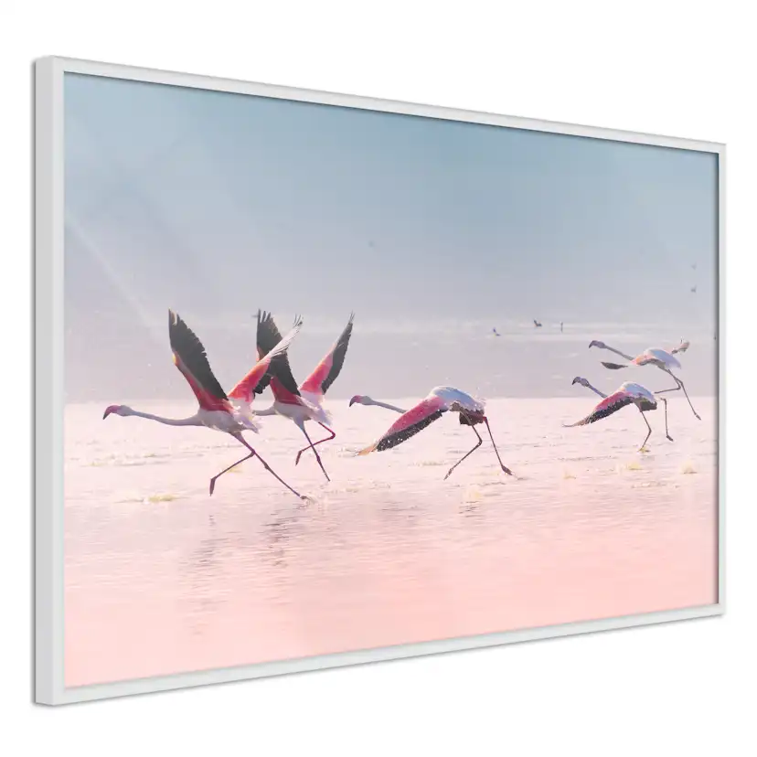 Poster Artgeist Affisch Flamingos Race