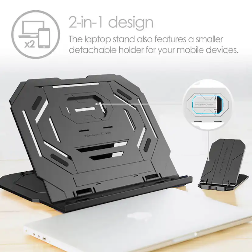 Laptopställ Desire2 2In1 Portabelt Svart 360 Roterbar med Mobilställ