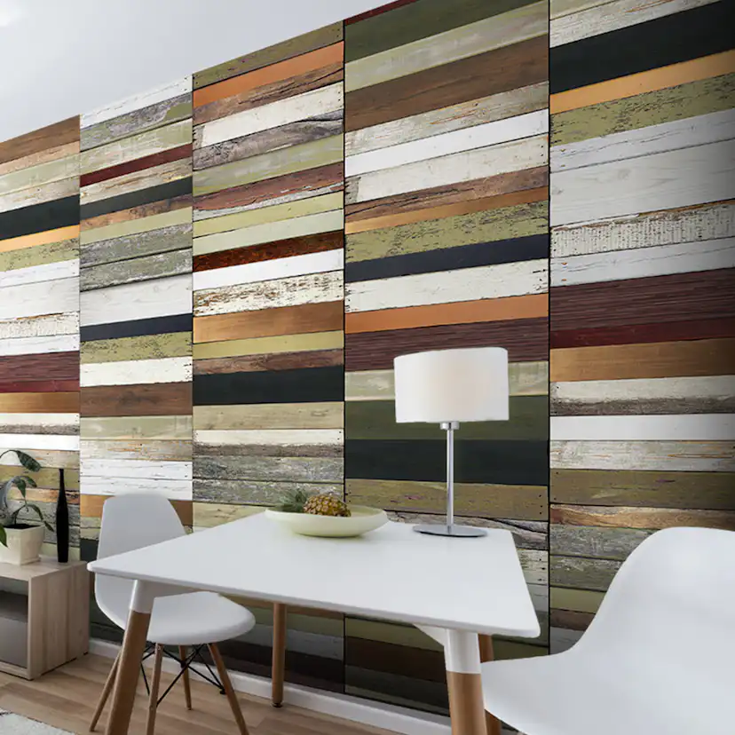 Fototapet Arkiio Rainbowcolored wood tones 50x1000 cm