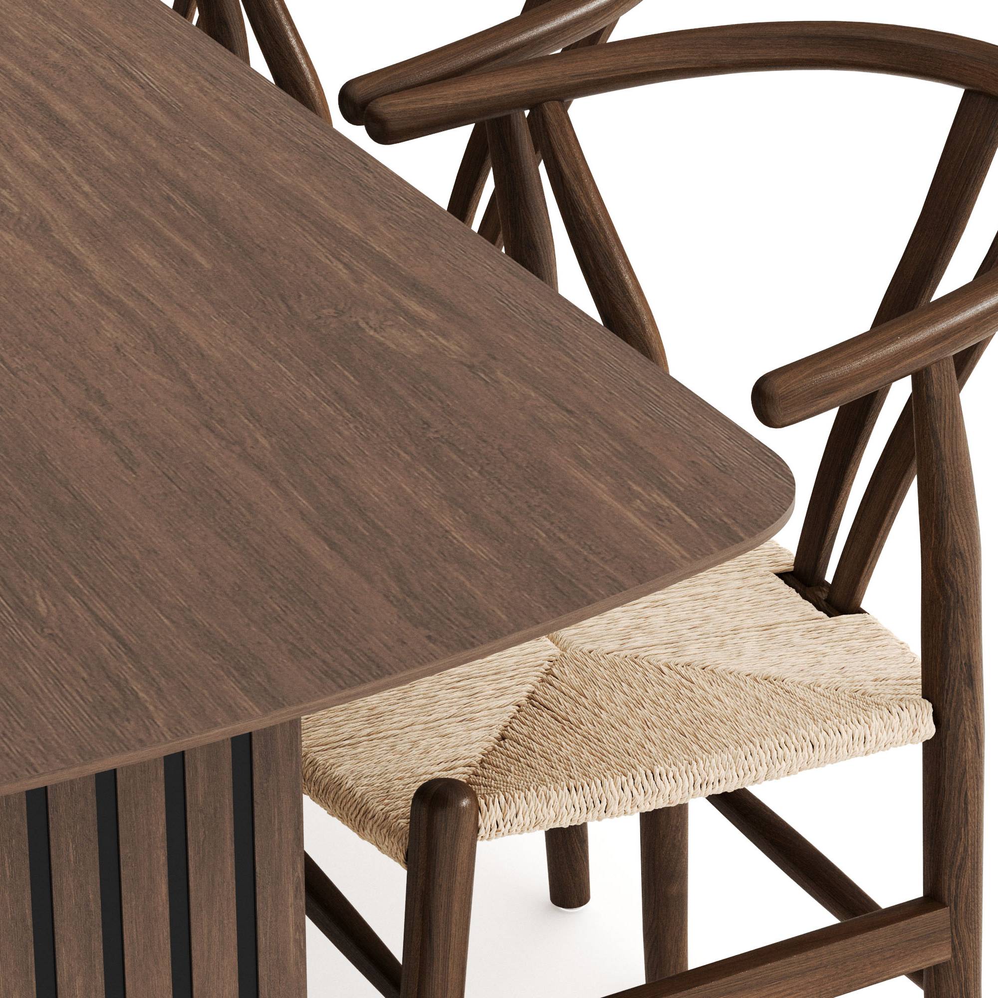 Matgrupp Bark Richeto Rektangulärt Matbord 240 cm med 6 Dastoori Matstol