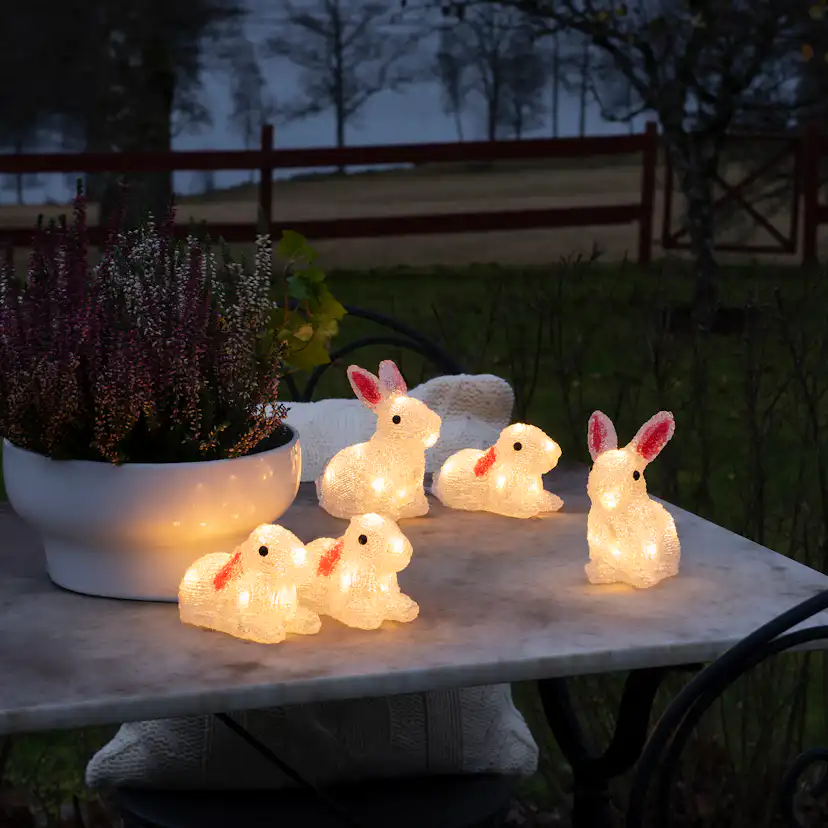 Dekorationsbelysning Gnosjö Konstsmide Kaniner LED 5 st