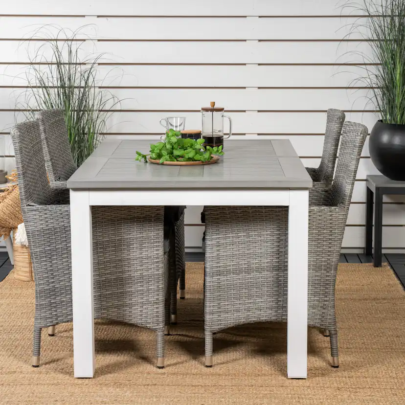 Albany Dining Table 152/210*90 - White Alu / Grey Aintwood+M Grå