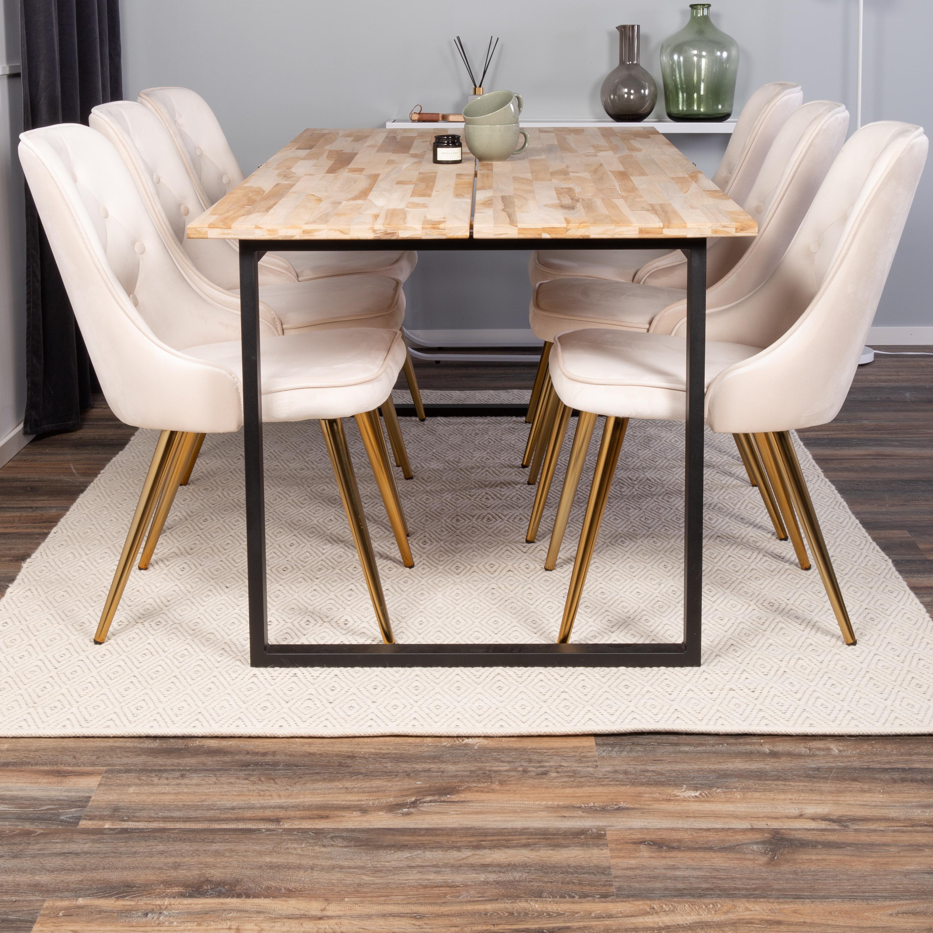 Matgrupp Venture Home Cirebon med 6 Velvet Deluxe Stolar