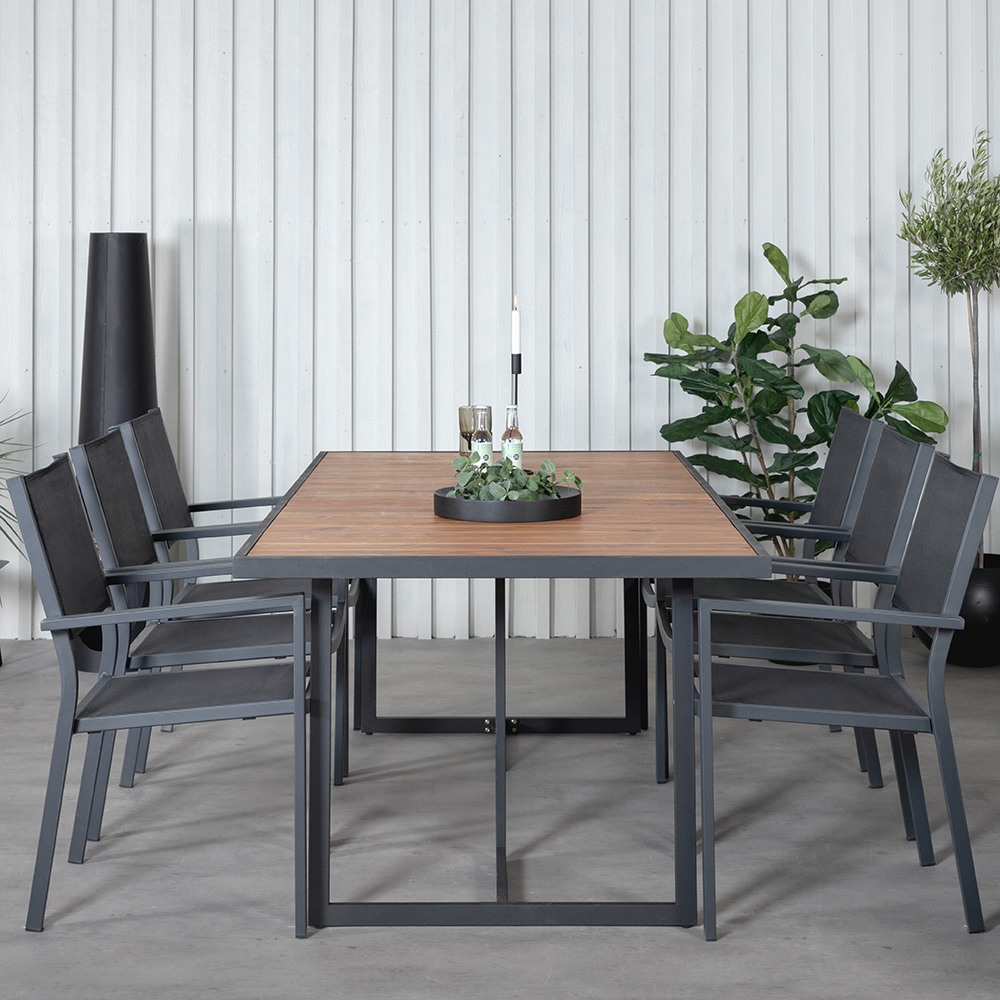 Matgrupp Venture Home King med 6 Curz Stapelbara Matstolar