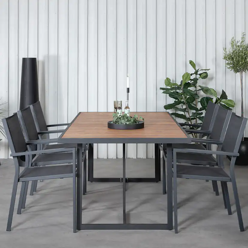 Matgrupp Venture Home King med 6 Curz Stapelbara Matstolar