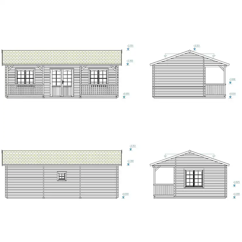 Fritidshus Palmako Sandra 38,6 m² Komplett Stuga med Altan & Sadeltak