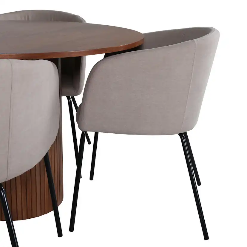 Matbord Venture Home Bianca och 4 Bergen Matstol Venture Homear i Polyester