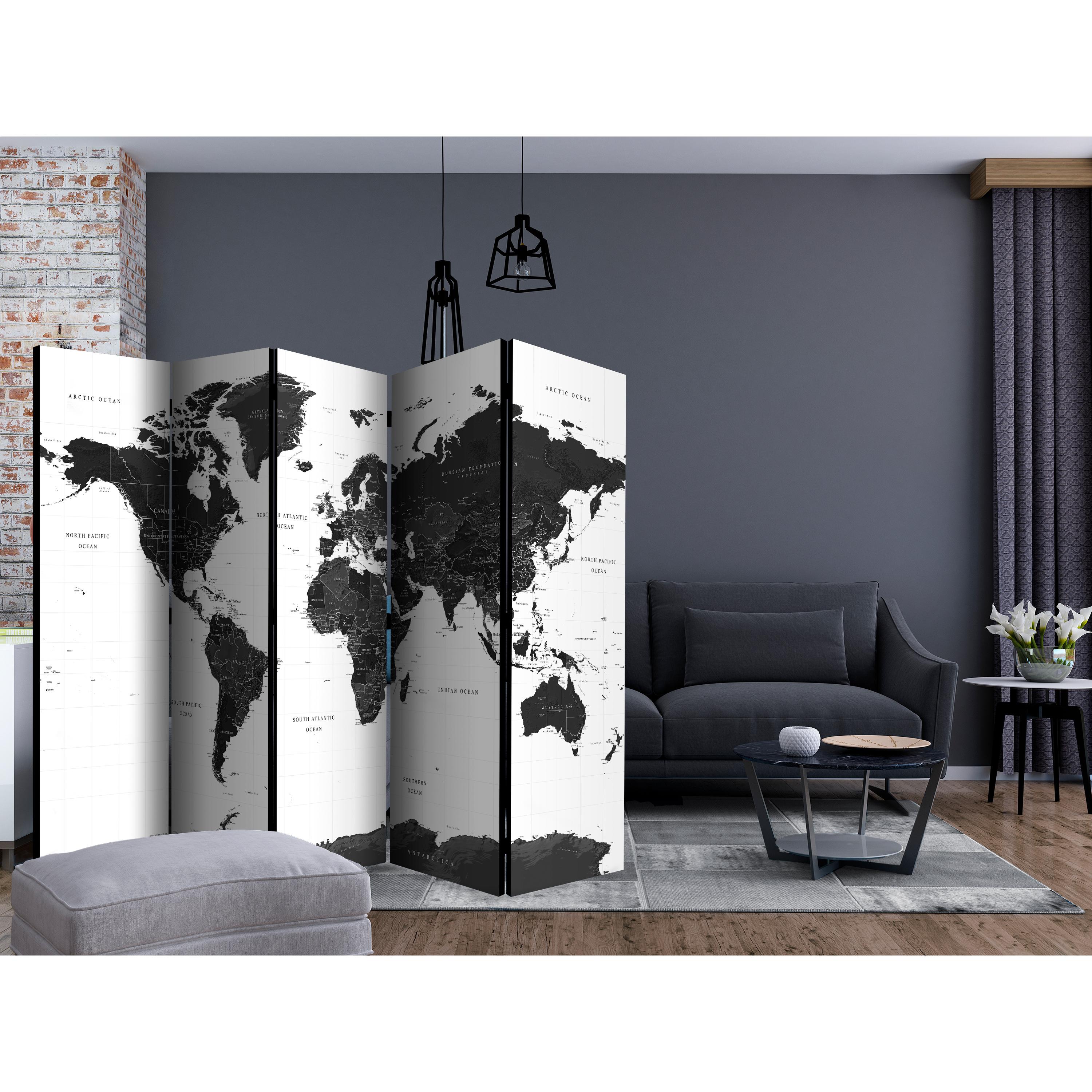 Rumsavdelare Skärmvägg Arkiio Black and White Map II 225x172 cm
