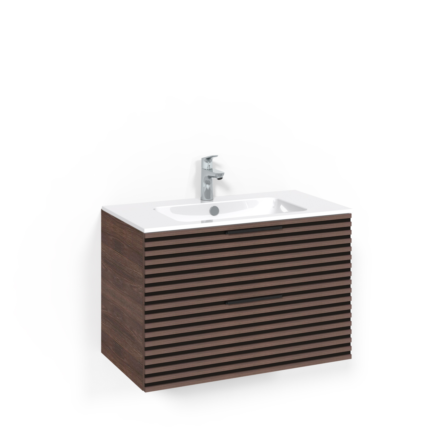 Crown Kommod 80x45 Brun Ask Stripe Light 14 Bredd: 800 mm, Brun Ask, Tvättställ Light 14