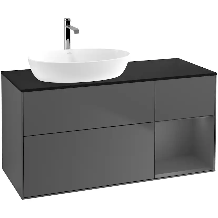 Tvättställsskåp Villeroy & Boch Finion med 3 Lådor Hylla och Bänkskiva för Ocentrerat Tvättställ från Artis & Collaro