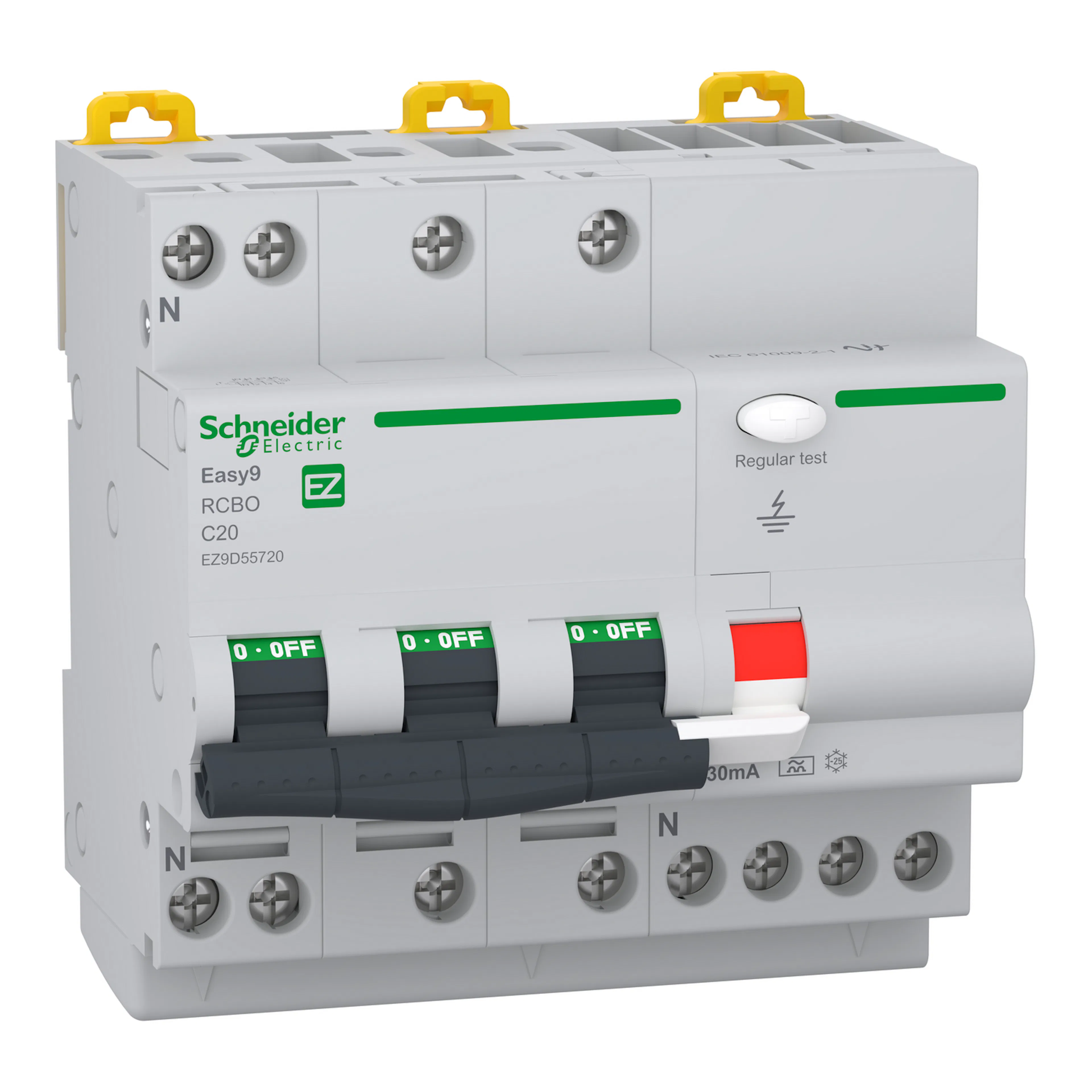 Personskyddsbrytare Schneider Electric Easy9 3-polig + N C20A 30 mA A
