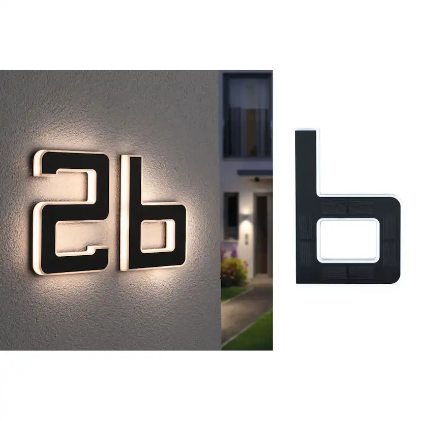Fasadbelysning Solcell LED Paulmann Husnummer A-D med belysning inkl. utbytbart batteri IP44 Design: B