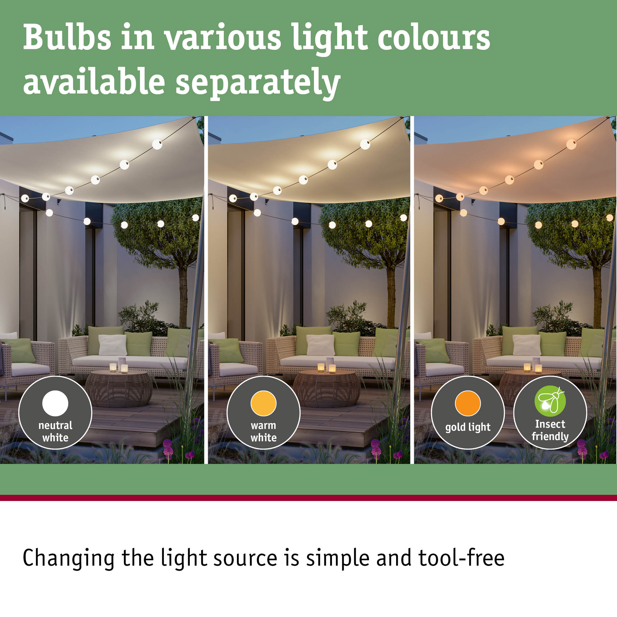Ljusslinga LED Paulmann Naima Fairy Lights Plug & Shine IP67 24V Tilläggsslinga
