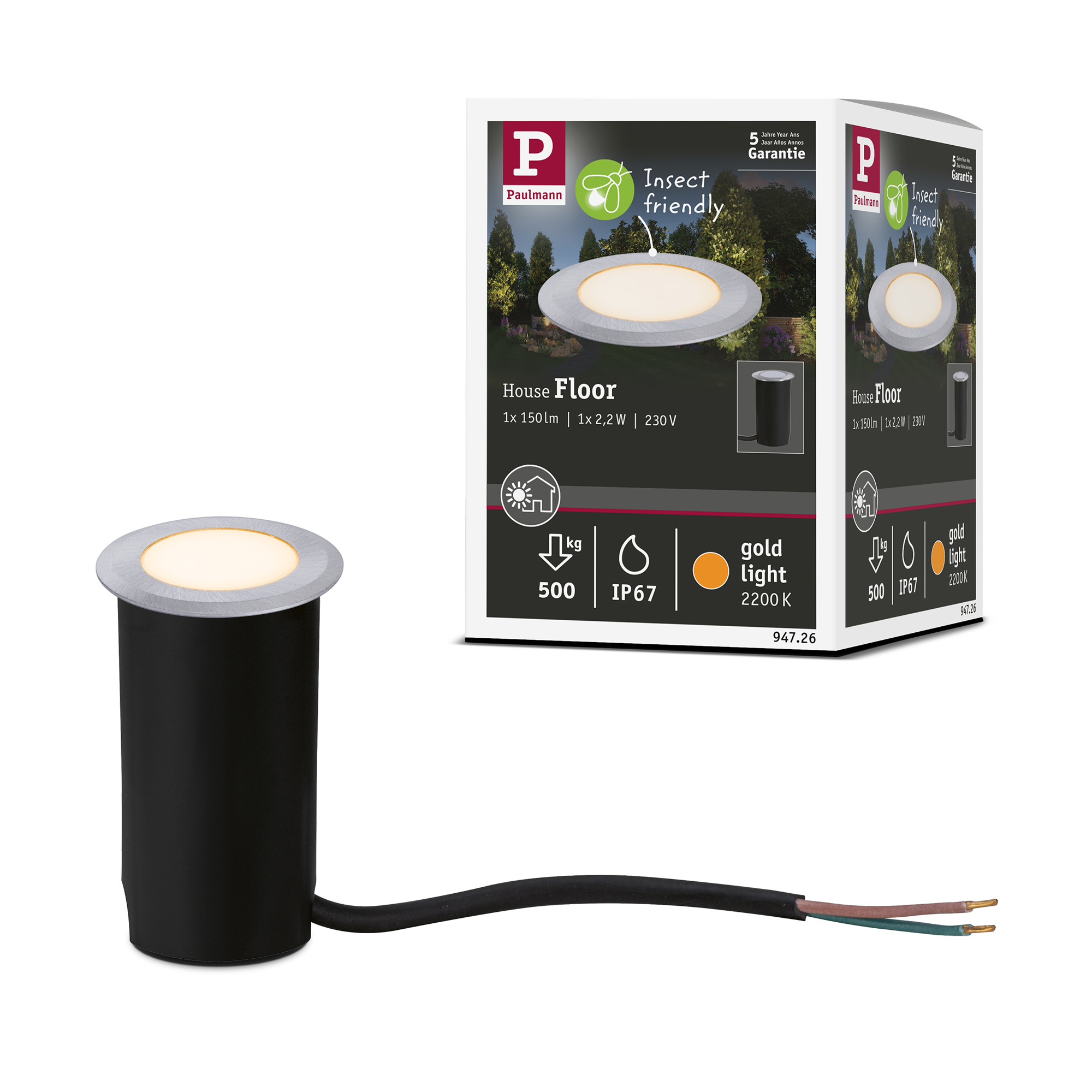 LED Infälld Markbelysning Paulmann House Rund IP67 230V Ljus: Gold Light (insektsvänlig)