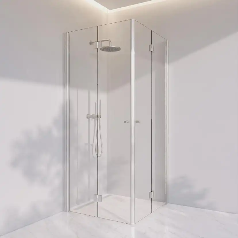 Invitrea Prime PH33/90x90/Silvermatt/Fingergreppsknopp/Brons Storlek: 900x900 mm, Glastyp: Bronstonat Glas, Handtag: Silvermatt Fingergreppsknopp, Profil: Silvermatt