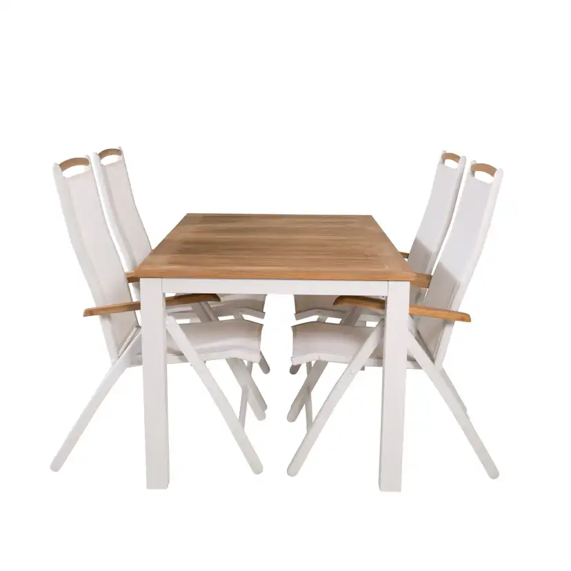 Panama Dining Table 152/210*90 - White Alu / Teak+Panama Cha Blanka Ben
