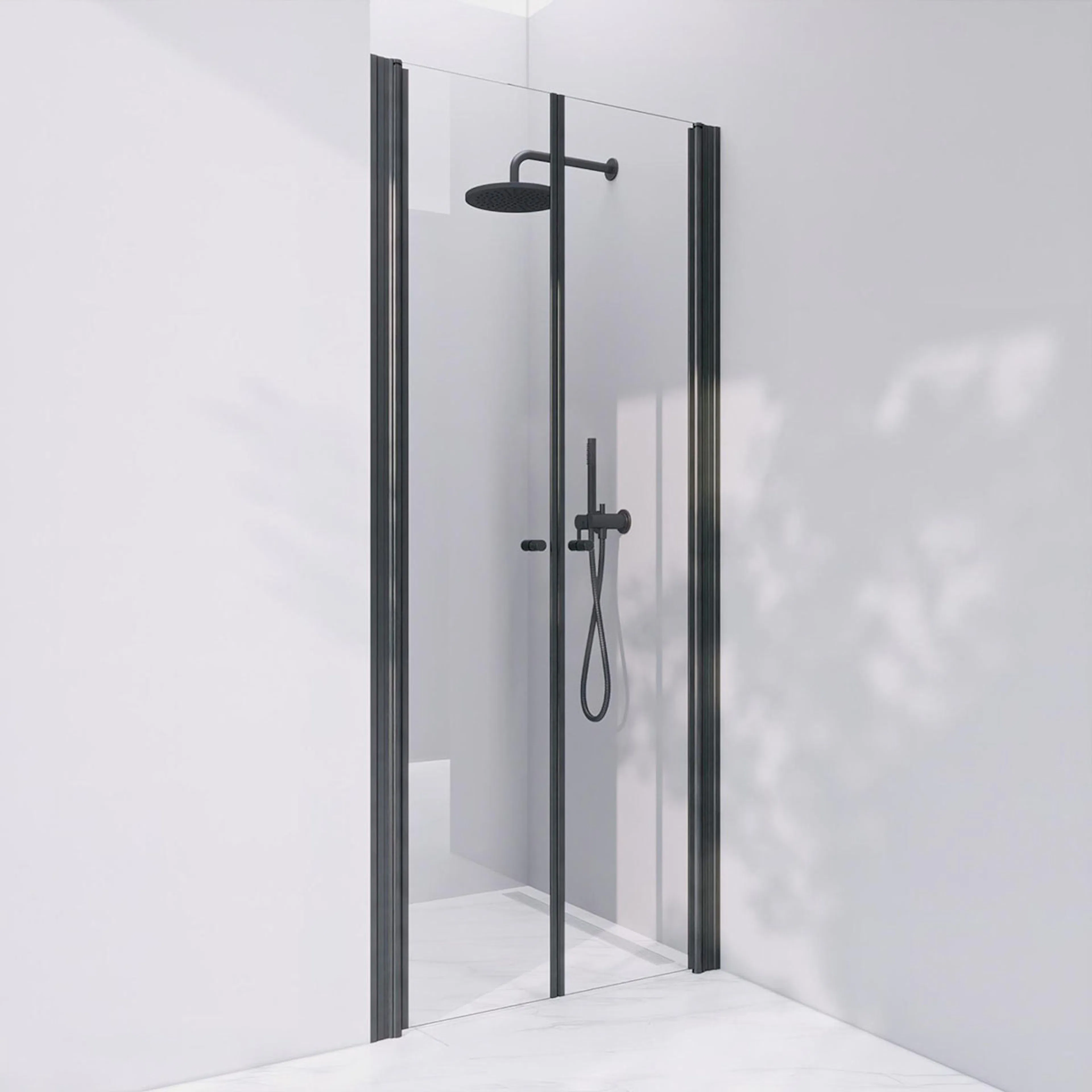 Invitrea Prime PN22/90/Mattsvart/Fingergreppsknopp/Bronstona Glastyp: Bronstonat Glas, Handtag: Fingergreppsknopp, Profil: Mattsvart, Bredd: 900 mm