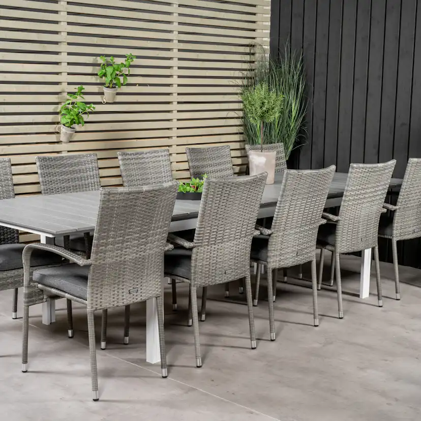 Levels Dining Table 224/324*100 - White Alu / Grey Aintwood Vit/Grå