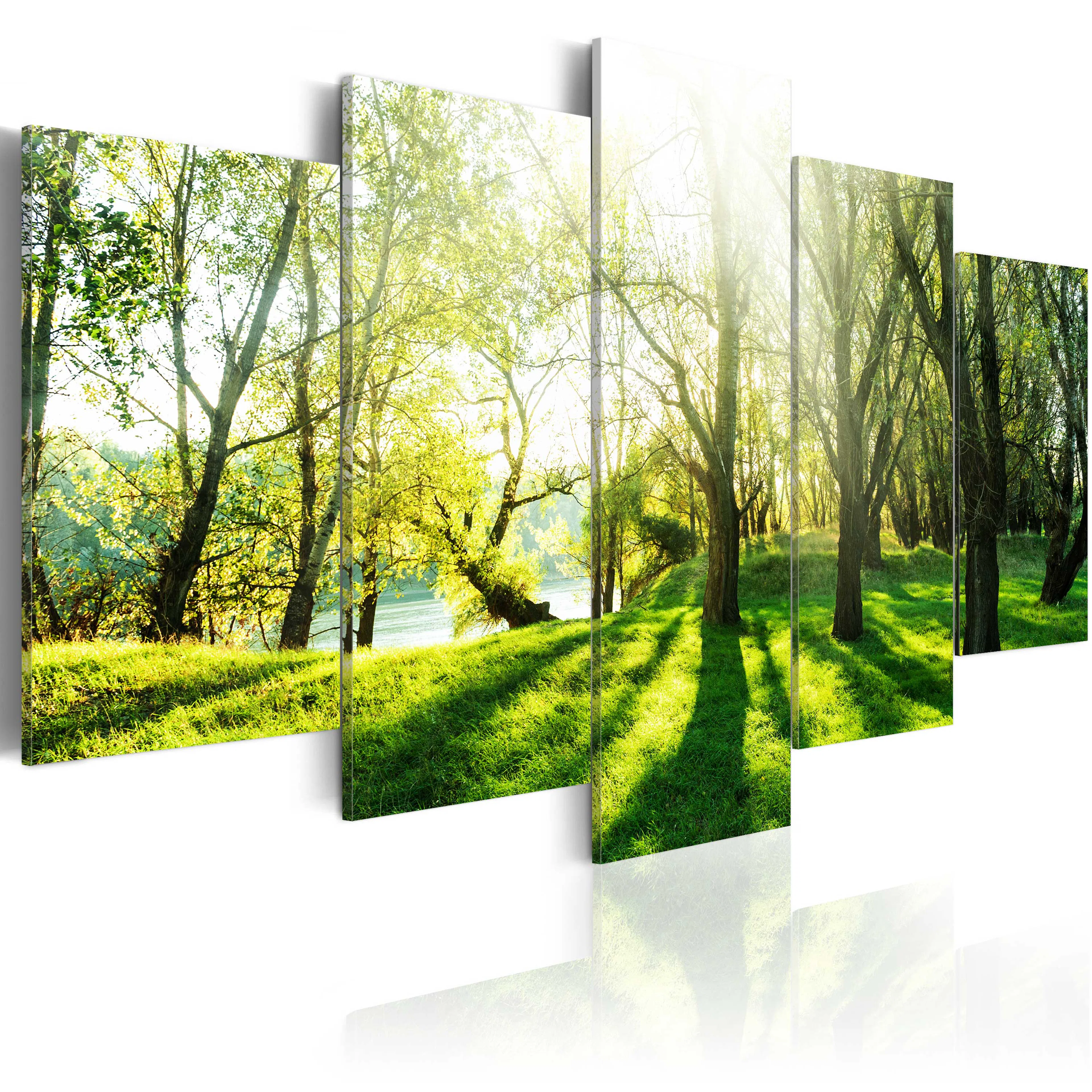 Foto på akryl - Green Glade [Glass] 200x100 Mått: 200x100 cm