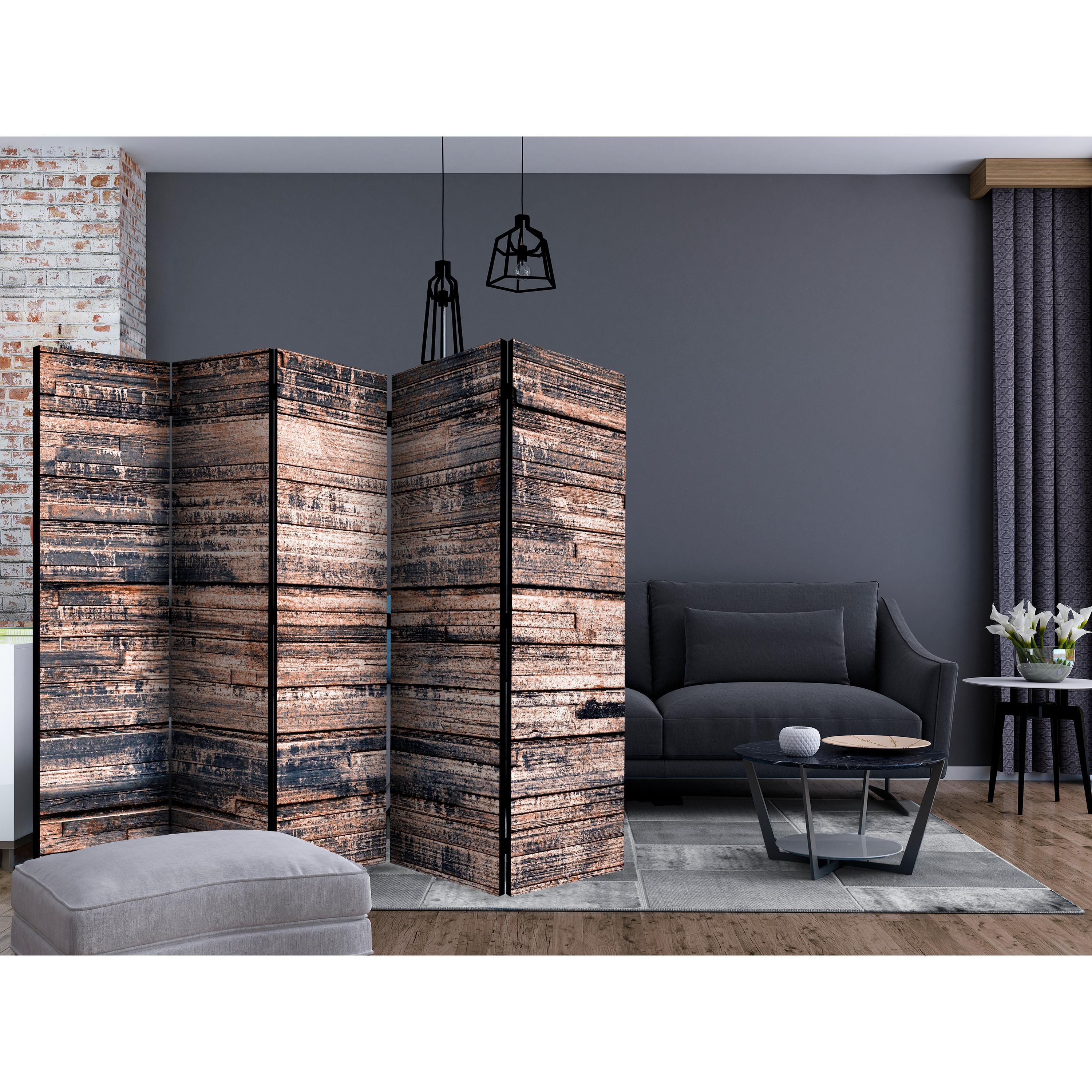 Rumsavdelare Skärmvägg Arkiio Burnt Boards II 225x172 cm