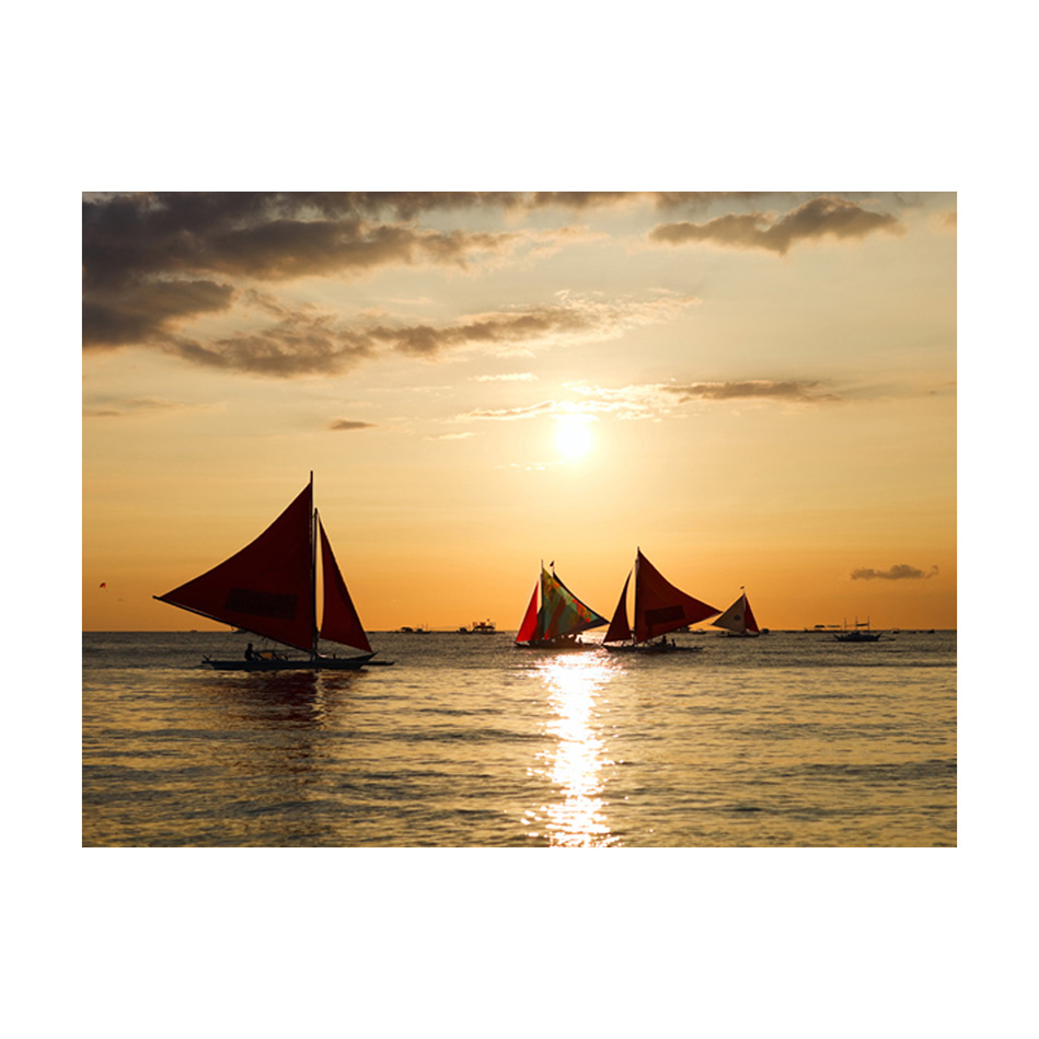 sailing boats - sunset 350x270 Storlek: 350x270 cm
