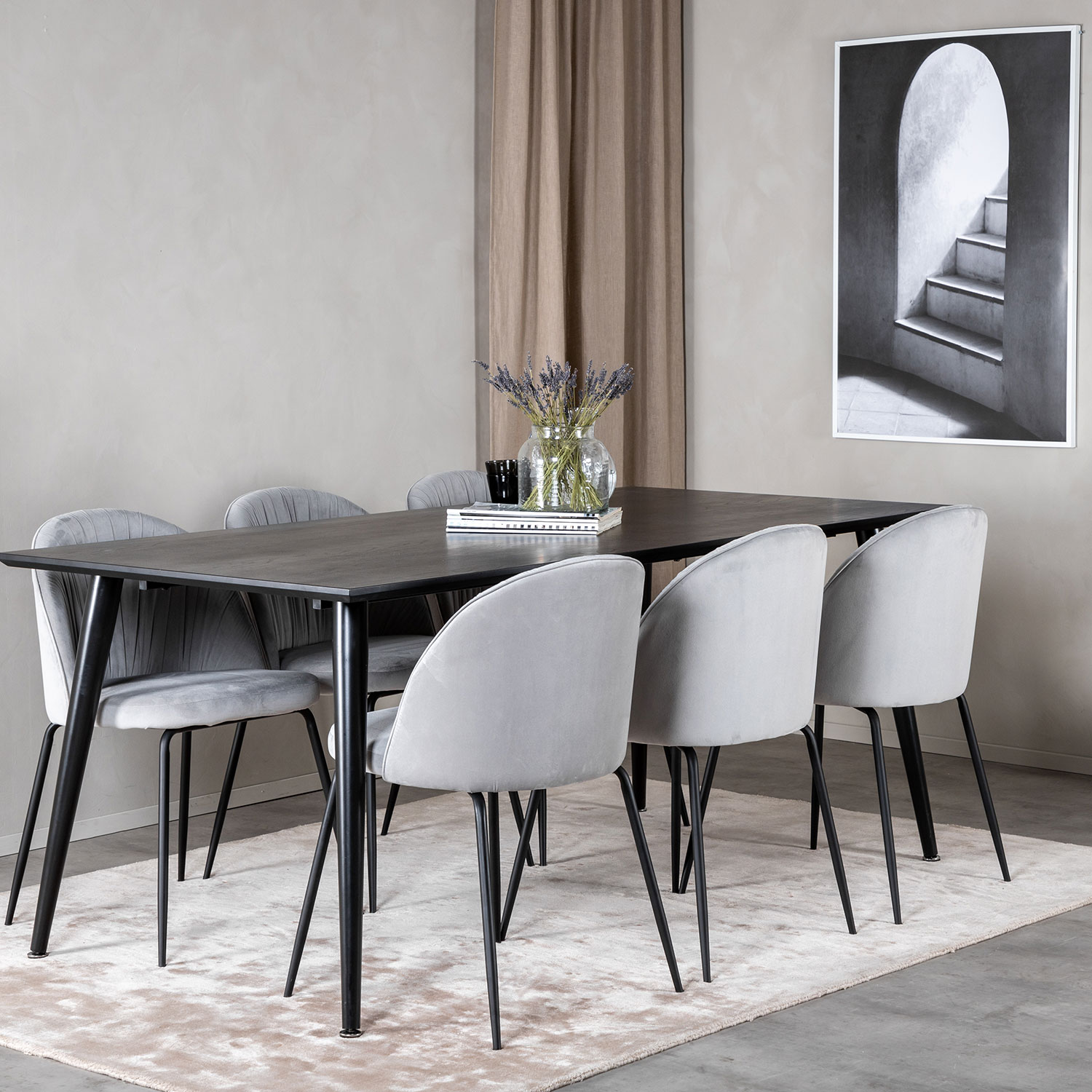 Matgrupp Venture Home Dipp med 6 Wrinkles stolar