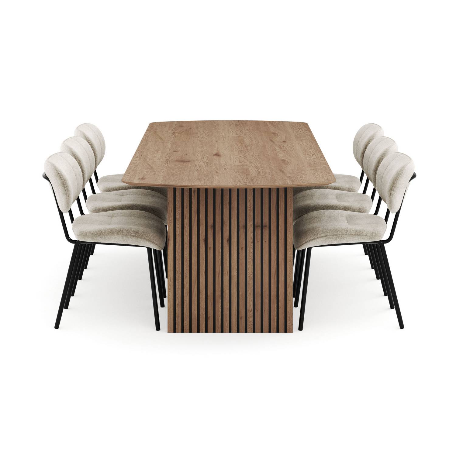 Matgrupp Bark Richeto Rektangulärt Matbord 240 cm med 6 Cyana Matstol