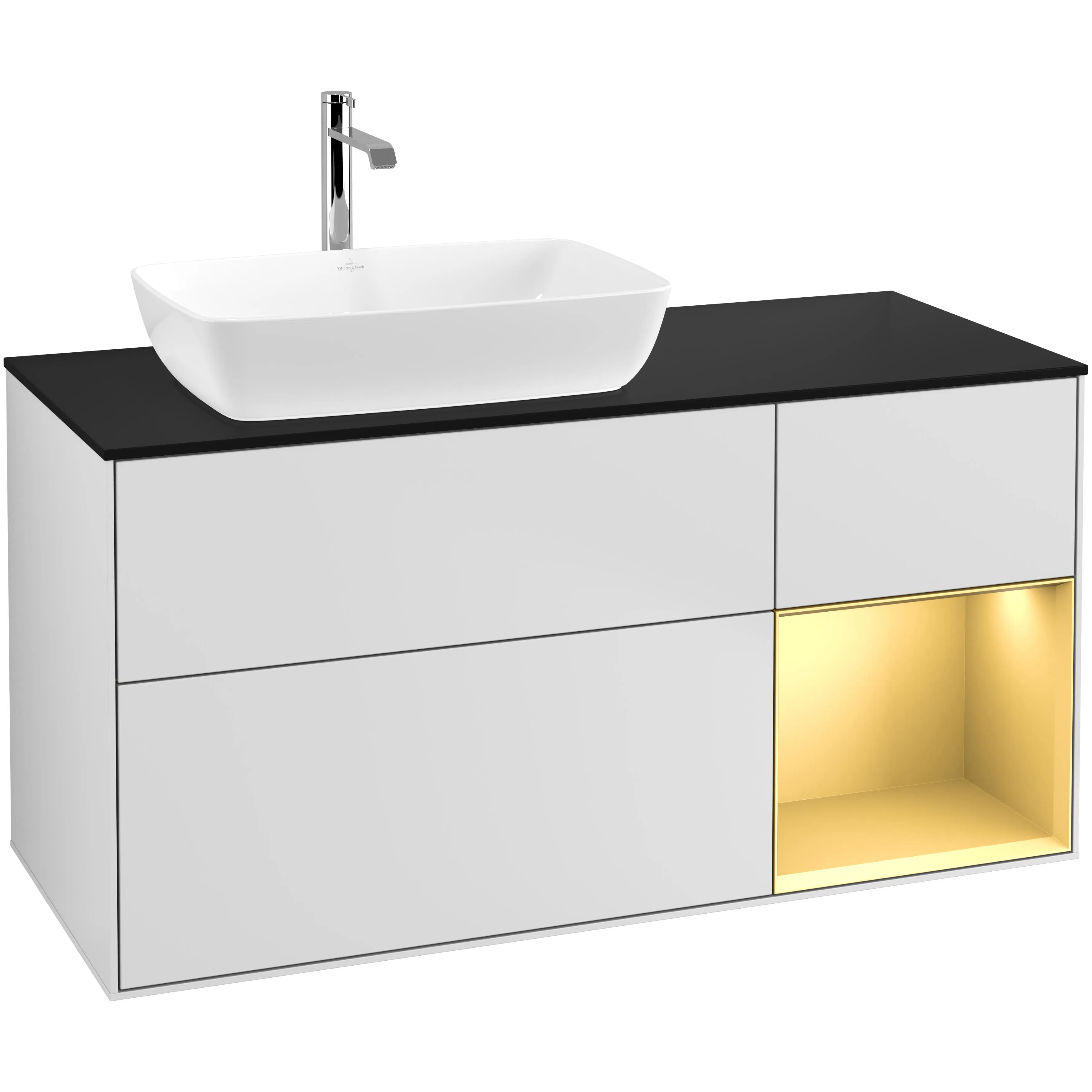 Tvättställsskåp Villeroy & Boch Finion med 3 Lådor Hylla och Bänkskiva för Ocentrerat Tvättställ från Artis & Collaro