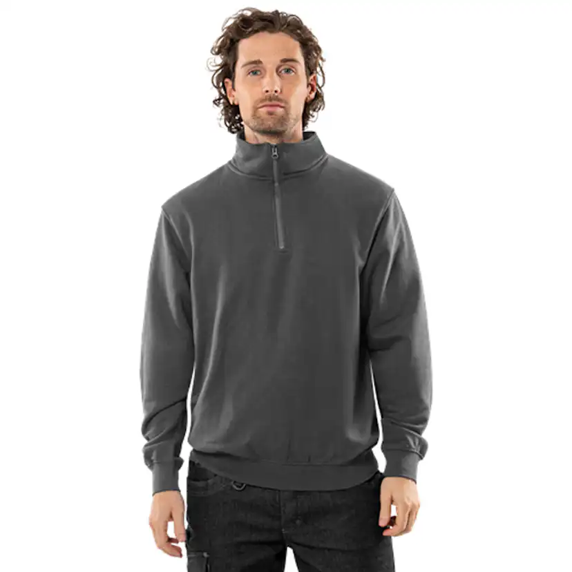 SWEATSHIRT KORT ZIP 1737 SWB Färg: Mörkgrå, Storlek: XS