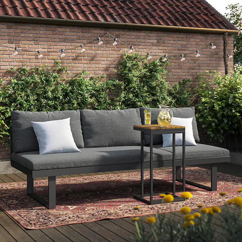 Utesoffa deNoord Samira Fällbar Utesoffa med soffbord - Solsäng i aluminium