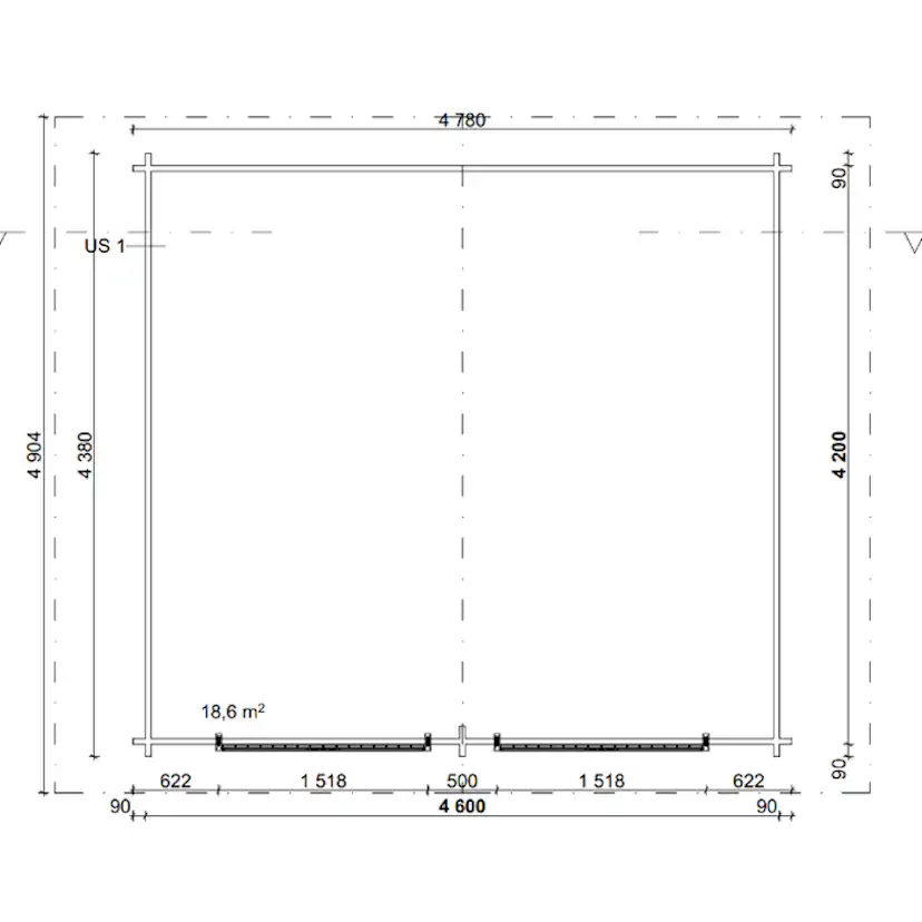 Timmerförråd LP Garden U-XL (20m²) Lutande Tät Vägg
