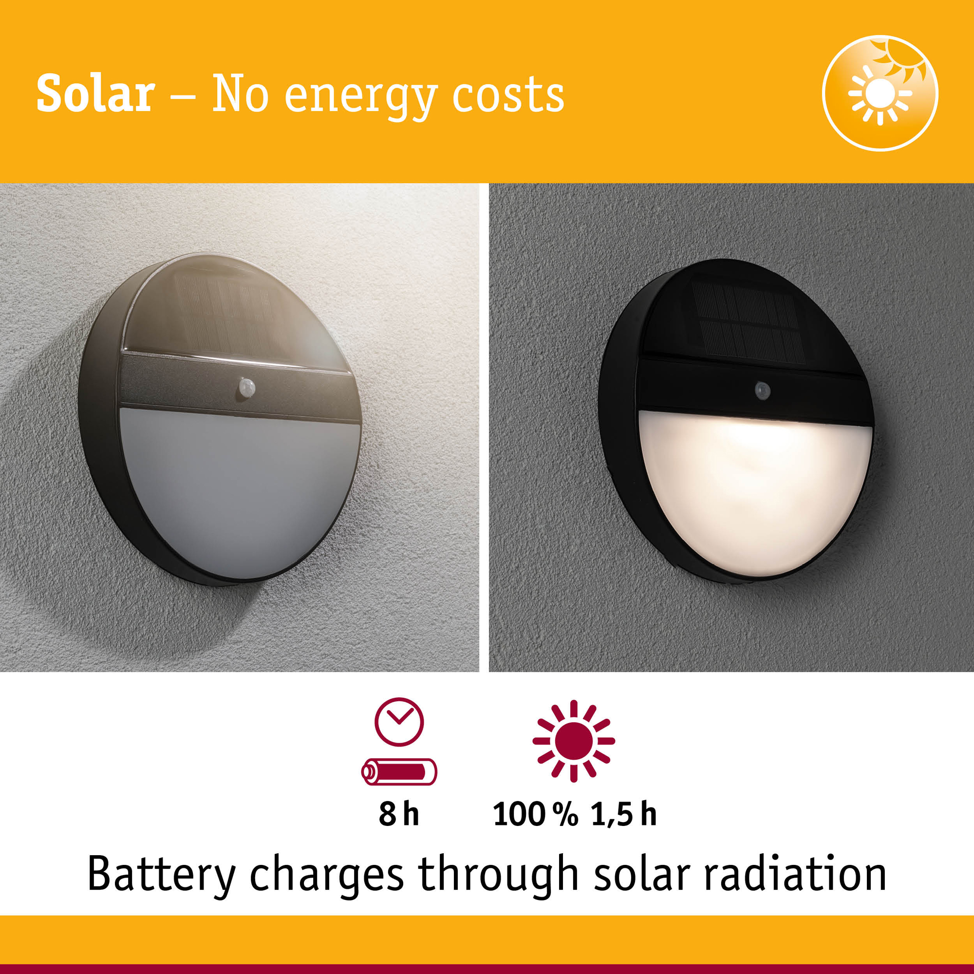 Fasadbelysning Solcell Paulmann Helena LED med Rörelsesensor IP44