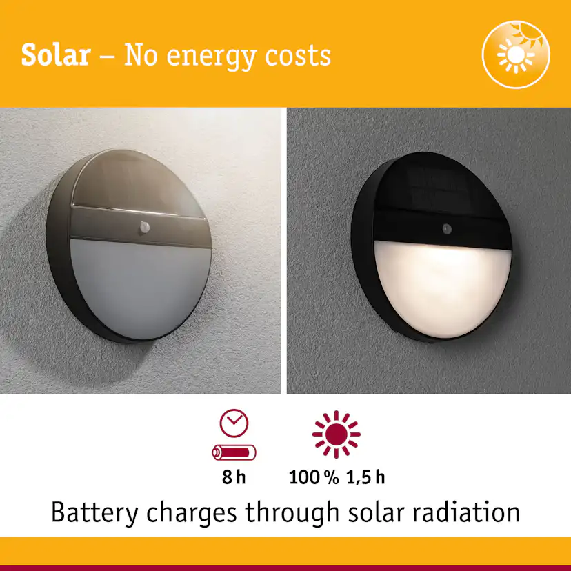 Fasadbelysning Solcell Paulmann Helena LED med Rörelsesensor IP44