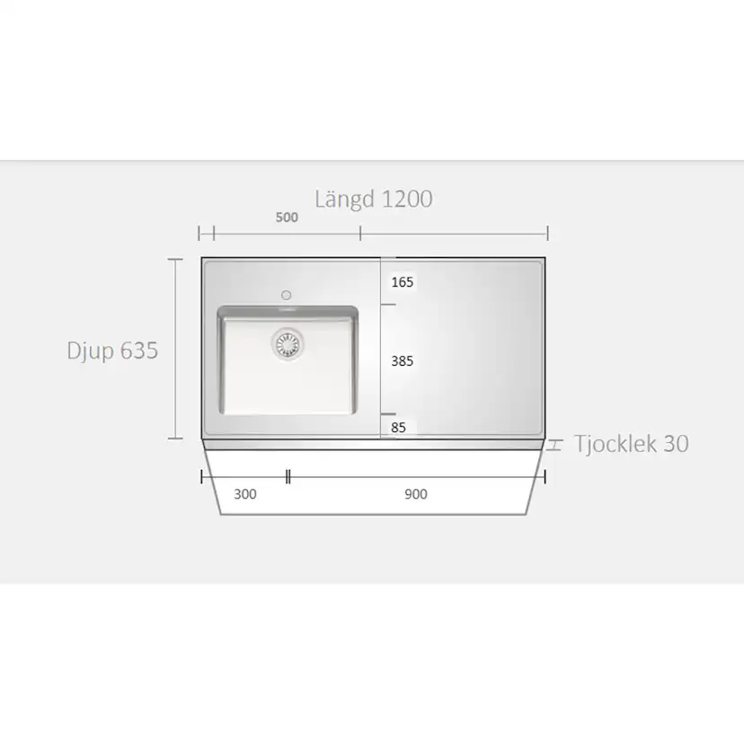 K1200-VB0050EM000000000000000000001 Vänster, Bredd: 635 mm