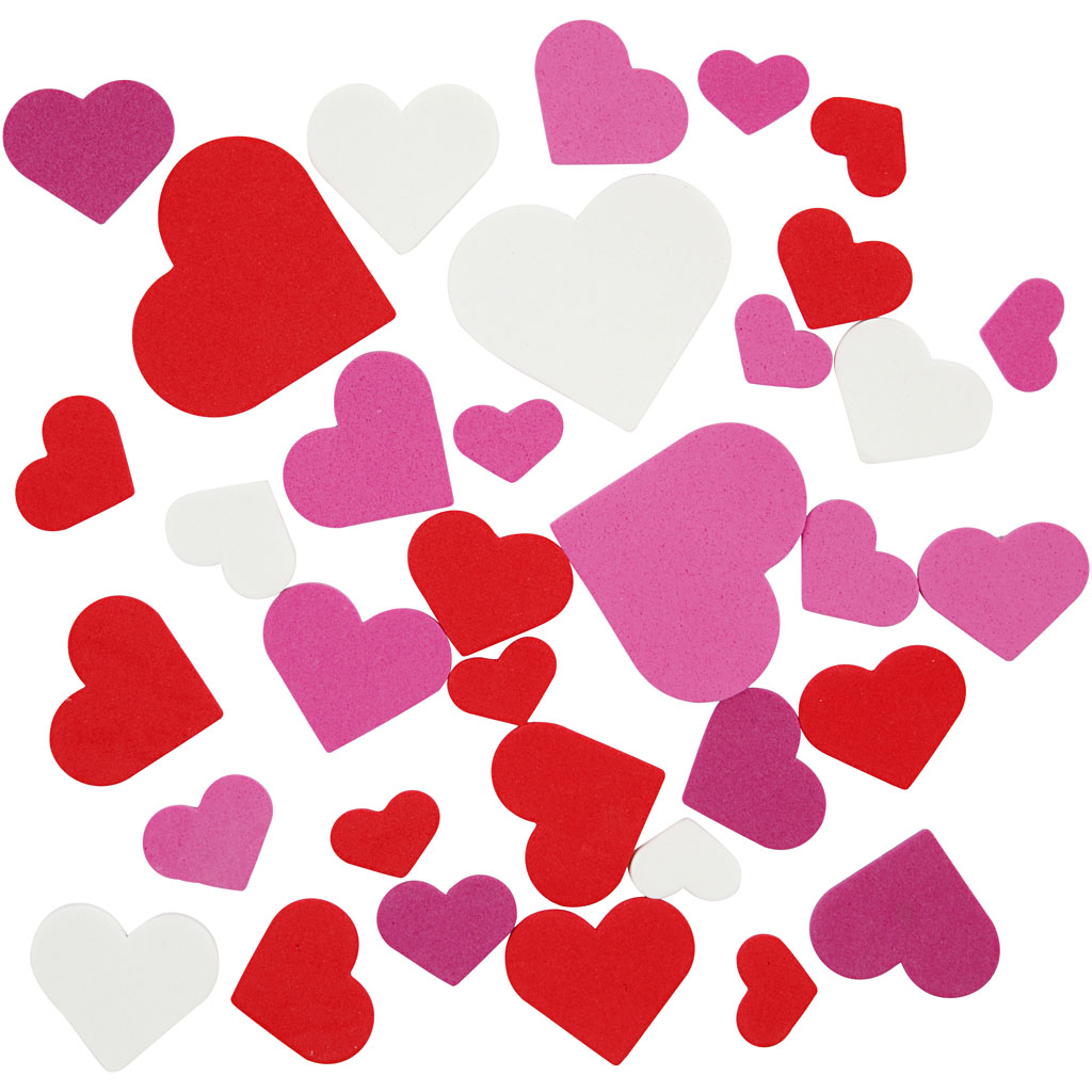 Dekorgummihjärtan Creativ Company Mixade Färger Stl 20-50 mm