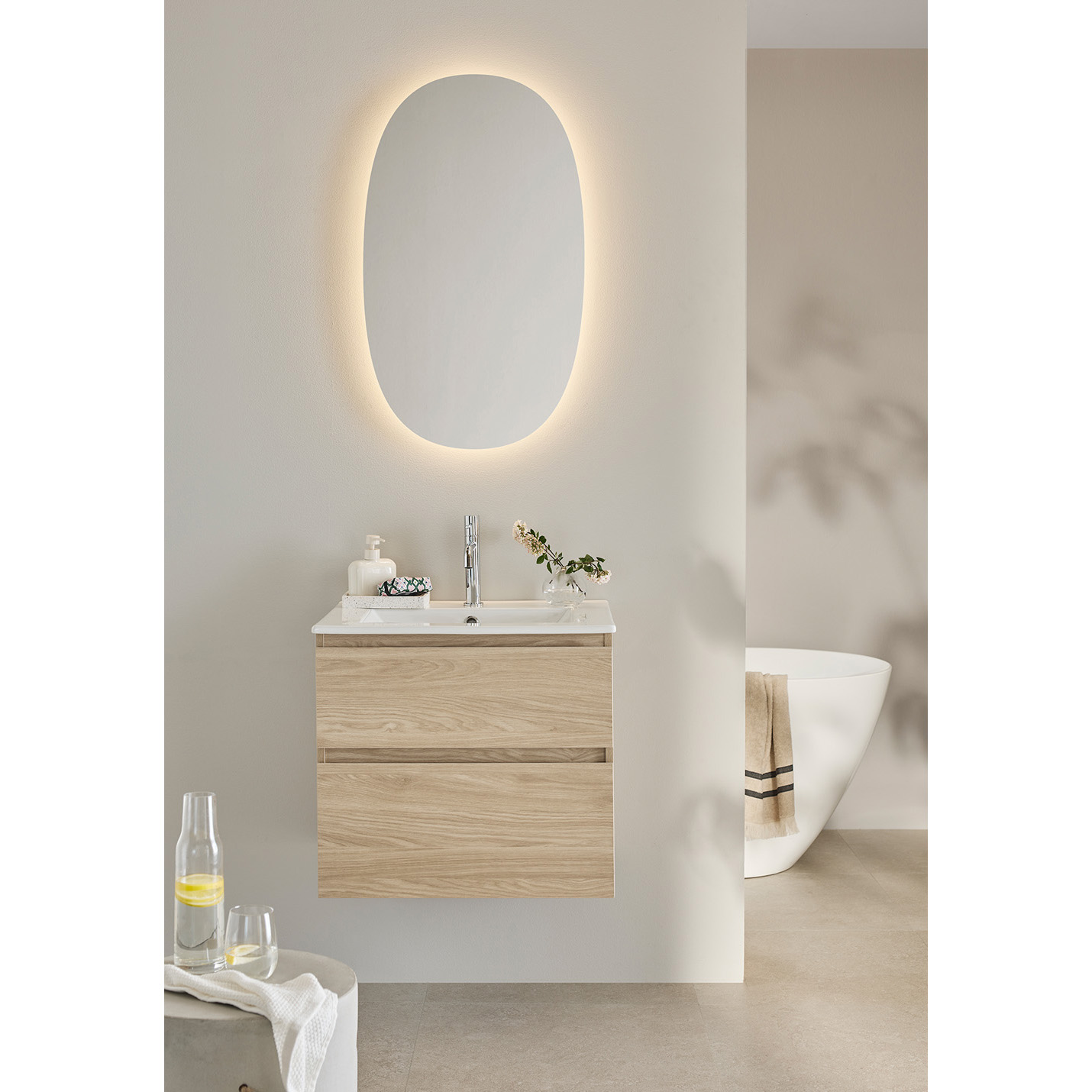 TVÄTTSTÄLLSSKÅP STYLE EK MED TVÄTTSTÄLL 600 B: 610 mm, Ek