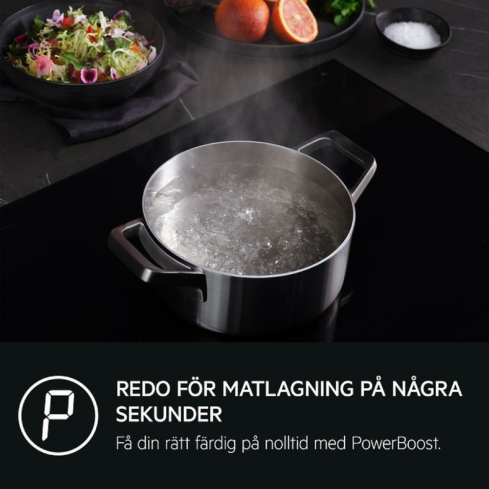 Induktionshäll AEG TO64IA00IB Kraftfull 5000 Serie Svart Med Automatisk Justering Av Fläkt