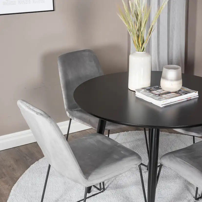 Matgrupp Venture Home Plake med 4 Muscot Stolar Sammet Runt