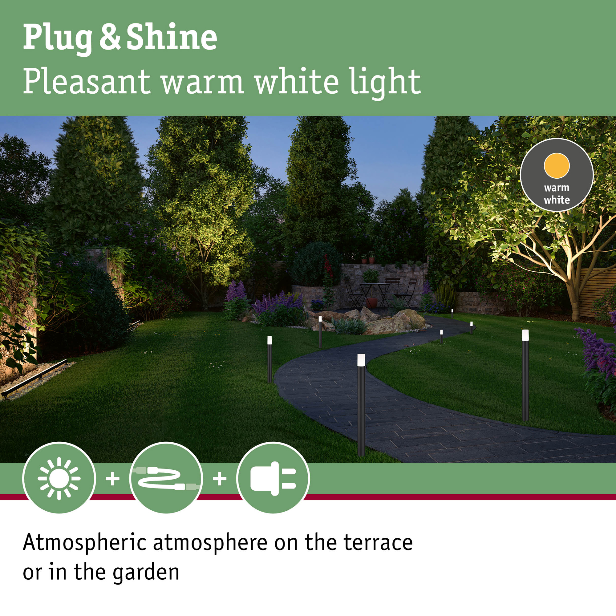 Pollare LED Paulmann Flarea Plug & Shine IP65 24V Höjd: 200 mm