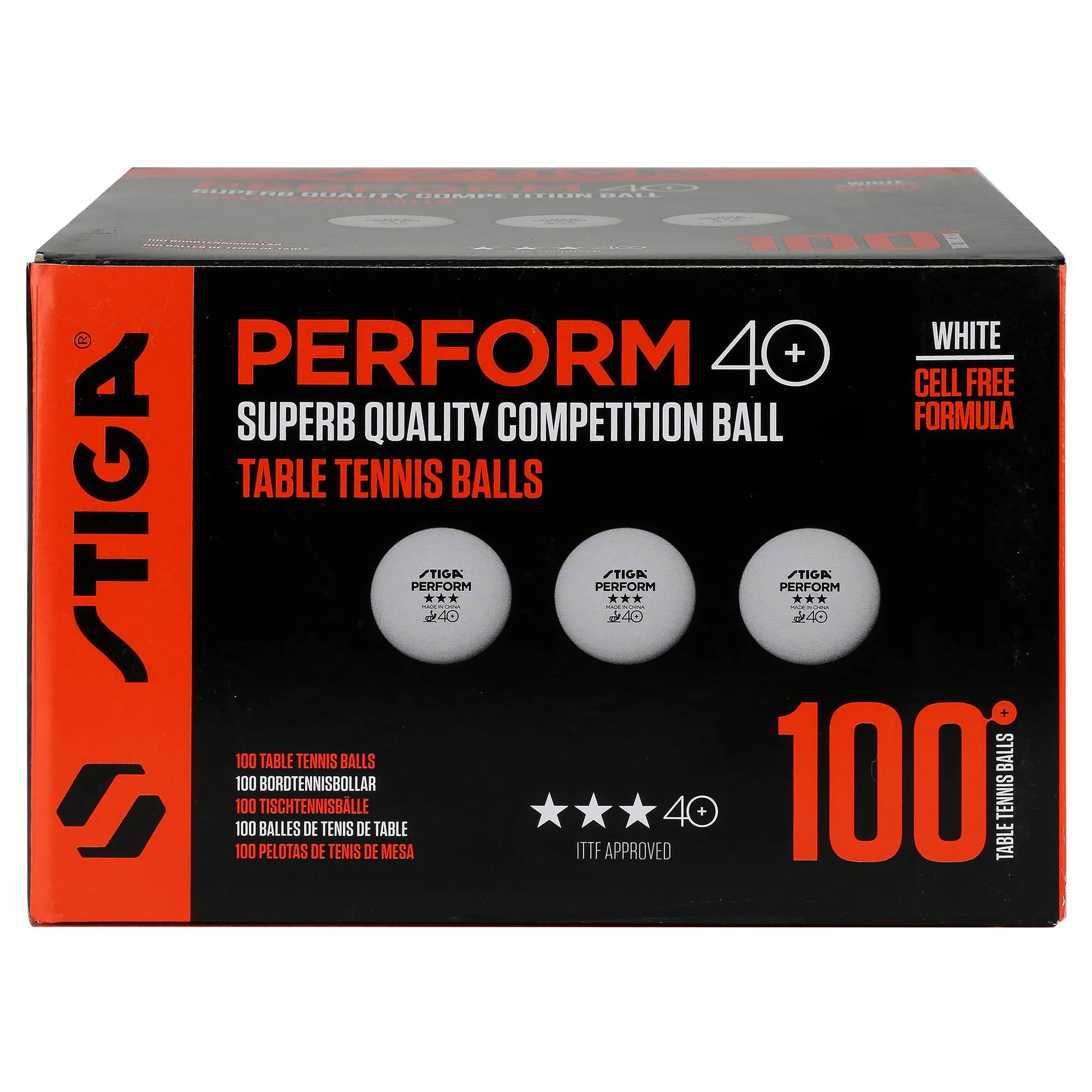 Pingisboll Stiga Sports Perform 3-Star ABS White 100-Pack