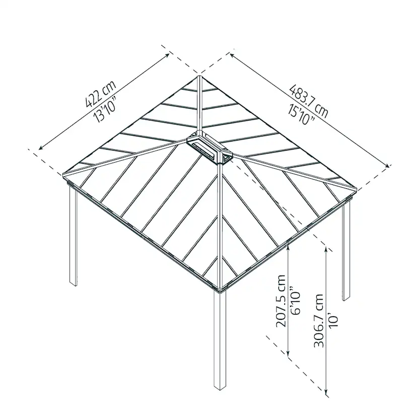 Paviljong Canopia By Palram Dallas 4,2 x 4,8m Antracitgrå