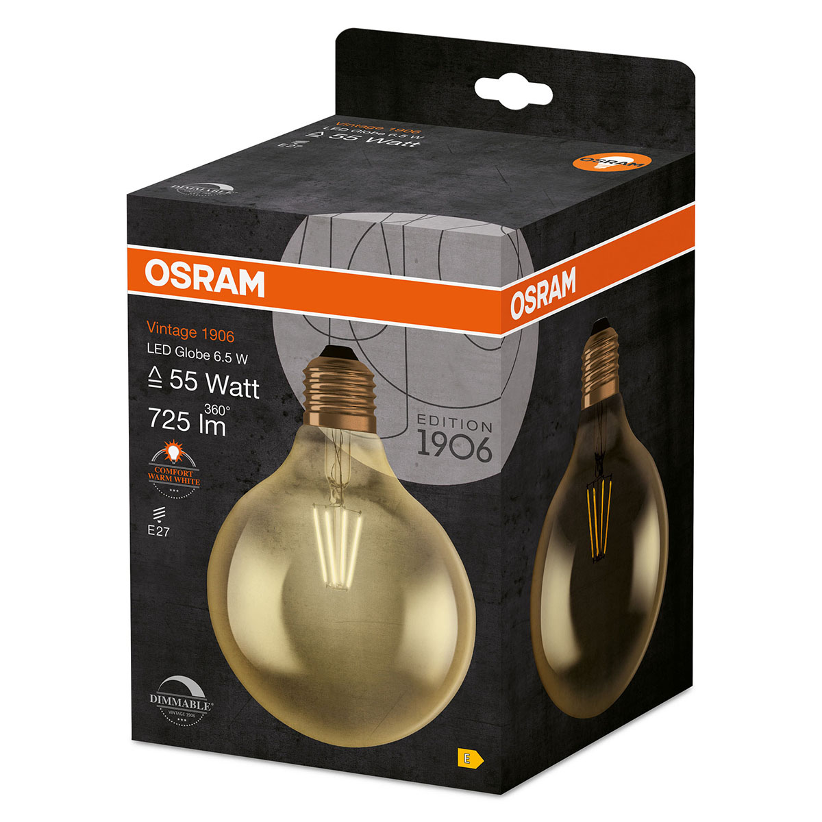 LED-Lampa Osram Retro Glob Dim (51) E27 824 Klar Gold 6.5W