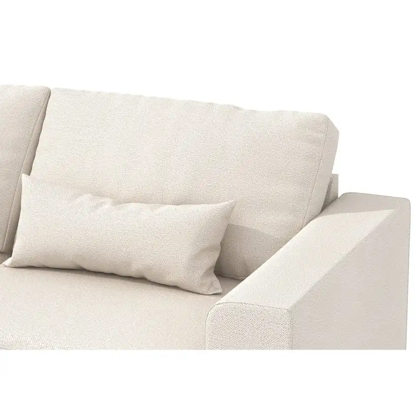 Schäslongsoffa Scandinavian Choice Copenhagen 4-sits Grand 1, Beige Tyg, Valnötsfinish, Vänstervändx