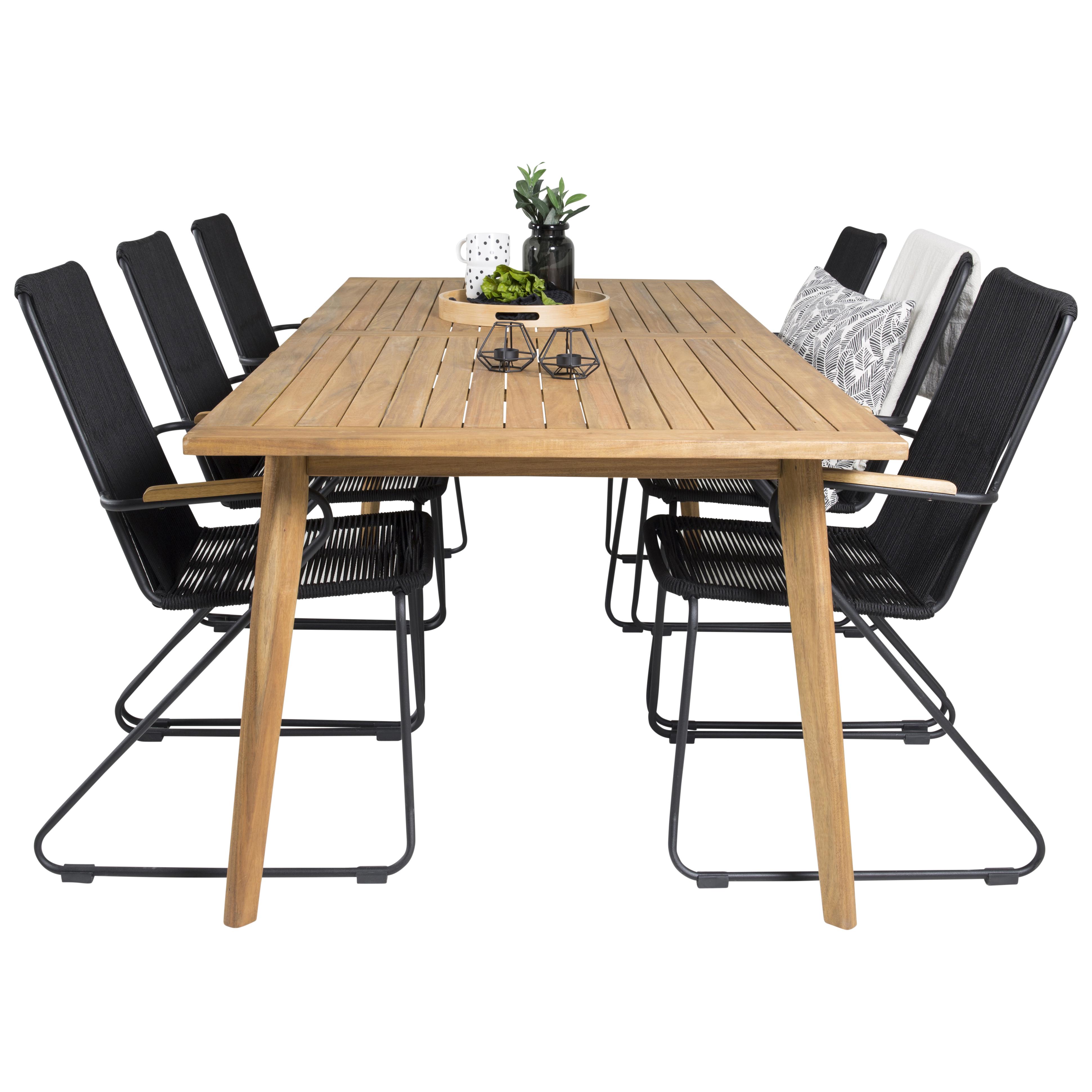 Matgrupp Venture Home Caisa 220 med 6 Berfin Karmstolar